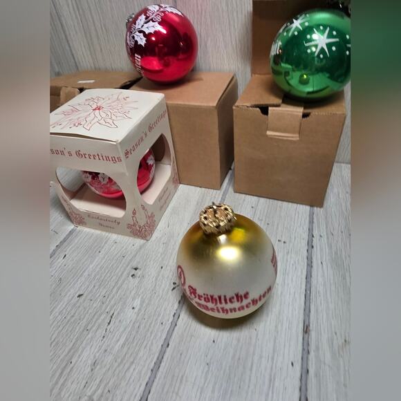 Vtg Mercury Glass Christmas Ornaments Austria German Set Of 4 Red Green Yellow - Picture 15 of 15